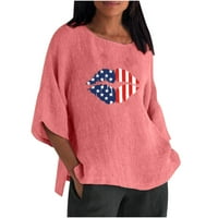 Modna zastava Štampanje Žene tri četvrtine rukava okrugla kraljevska majica izreka The Majica Bluza