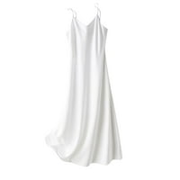 Tkinga moda Žene Ljetne elegantne čvrste večernje haljine seksi bez rukava V-izrez Maxi satenski koktel max senderss bijeli s