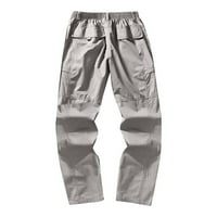 Muške pamučne posteljine hlače modni casual multi džepni kopč za patent zatvarač muške teretne hlače na otvorenom hlače