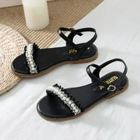 Dame Fashion Ljeto u boji krpe u boji Pearl Dekoracija Otvorena nožnica kopče ravne sandale