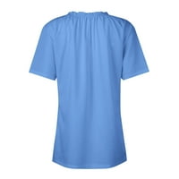 Vedolay Womens Plus Veličina Žene Ljeto V izrez Ruffle skraćeno bluza Swiss Dot Flowy majica Tunic Top, plavi l
