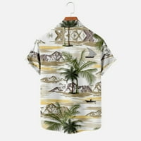 Plus veličine za muškarce HIP hop majica cvjetni gumb Ispis Isključivanje kratkih rukava bluza Havajska majica Groom košulja izlaska na vrh Cvjetni print Pulover Haljina Green S