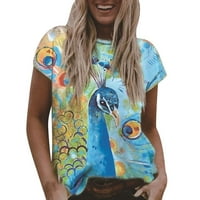 Boho vrhovi za žene Y2K vrhovi cvjetni print o-vrat majica kratkih rukava Tropical vrhovi radne majice