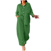 Bezolor ženska pamučna posteljina posteljina casual dugih rukava s dugim rukavima dolje majice široke