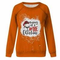 Sretan božićni bivolski bluza sa drvećem prugasta bluza za žene za žene božićna boja blok plaćene majice Fall Tops Božićne duksere Xmas Grafički odmor za odmor narančasta L