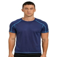 MSEMIS muške atletske vrhove majica Aktivni brzi suhi sportski kratki rukav vježbanje trke tamno plava