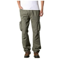 Teretne hlače za muškarce Veliki i visoki obični fit ravne noge Multi džepovi hlače pamučne udobne na