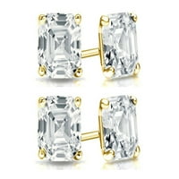 Pariz nakit 18k žuti zlatni 4ct Asscher Cut White Sapphire set od dvije naušnice