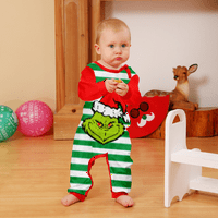 Naughty christmaspajamas, božićne pidžame bebe-zelene bijele pruge i zelene vilenje sa božićnim šeširom uzorku