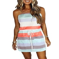 Capreze Dame Striped Mini haljina Ležerne prilike za crtanje Ljeto Plaže Sundurs Odmor kratke haljine