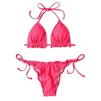 Ženska seksi visokog kontrasta grudi gradijent Split Bikini set kupaći kostim ružičasti m
