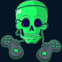 Halloween Skeleton Skull CrossBones Video Gamer Muška mornarica Plava grafika TEE - Dizajn ljudi M