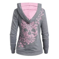 Ženski vrhovi dugih rukava labava bluza Grafički printira Ženska majica V-izrez Ljeto Pink XL