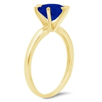 2.5ct okrugli rez plavi simulirani plavi safir 14k žuti zlatni graviranje izveštaja godišnjica Angažovanje vjenčanog pasijansa Veličina prstena 5,25