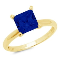 2.5ct Princess Cut simulirani plavi safir 18K žuti zlatni godišnjički angažman prsten veličine 11