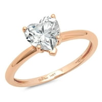 2. CT Heart Cut originalni kultivirani dijamant VS1-VS G-H 18K Rose Gold Solitaire Promise Registracija vjenčanja Engagement Dizajnerska prstena veličine 5