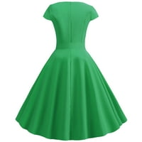 Haljine za žene plus veličina ženskog odobrenja A-line kratkih rukava s kratkim rukavima s kratkim rukavima retro a-line haljina zelena l