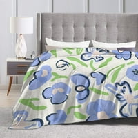 Fleece bacajte pokrivač za kauč, ljubičasta minimalistička cvjetna umjetnost lagana plišana neizrazita