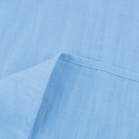 Plave T majice za žene Solid Boja dugih rukava Udobne prozračne V-izrezne košulje
