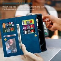 Slučaj za Samsung Galaxy S Plus patentni zatvarač, utora za karticu velikih kapaciteta Gotovina kožnih zatvarača Pocket Premium PU kožni poklopac sa ručnom kaišem magnetske kopče Kickstand Shopooff Case, plava