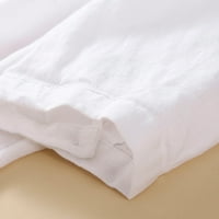 Pamučna posteljina majica za žene V-izrez dugih rukava s kratkim rukavima Summer Casaul Loose vrhovi bluze xl