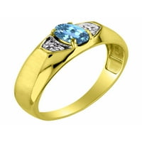 * Rylos jednostavno elegantan prekrasan plavi prsten Topaz - decembar roštilj * 14k žuto zlato