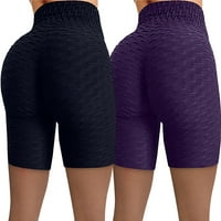 2pcwomen nakidan visoki struk koji se vrti u fitness joga hlače Bikerske kratke hlače za žene sa džepovima
