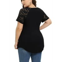 Plus veličine T majice za žene Modni ženski plus izrez veličine Asimetrična majica hladne rame V-izrez crna 4x