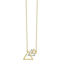 14k žuti zlatni polirani trokutni dijagonalni trokut Real Diamond 18in ogrlica