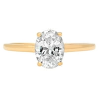 1. CT ovalni rez originalni kultivirani dijamant VS1-VS I-J 14K Žuti zlatni pasijans obećava Izjava za vjenčanje Engagement Dizajnerska prstena veličine 9