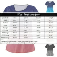 Plus veličine vrhova za ženske bluze V-izrez pulover tiskani kratki rukav smeđi XL
