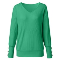 Dugi V-izrez Top Modna bluza Labavi patchwork Women-ova majica rukava od pune ženske bluze