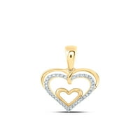 Diamond Queen 10kt Žuto zlato Žene Okrugli dijamantski privjesak za srce CTTW