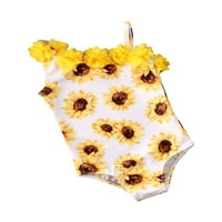 Douhoow Dječji djevojke kupaći kupaći suncokret Leopard Print Beachwebrower Ruffles Jedno rame kupaći kostimi