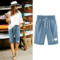 Follure Plus Capri hlače za žene Ležerne ljetne pamučne lanene maslačke cvjetne hlače hlače kratke hlače