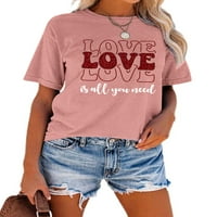 ANBECH LJUBAV štampana majica za žene casual grafička ljubav Valentinovo je sve što trebate mlađe djevojke kratki čahure kratkih rukava s vratom posade