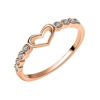 Glupest breze žene šuplje srce Rhinestone umetnuli prsten prsten za prste vjenčani nakit poklon legura