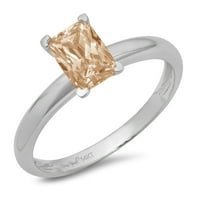 CT Sjajni smaragd Clear Simulirani dijamant 18k bijeli zlatni pasijans prsten sz 7.75