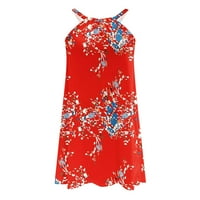 Cleariance ženske cvjetne špagete remenske haljine na plaži Seksi vintage okrugli vrat bez rukava za