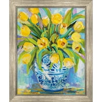Sjajna umjetnost sada Đumbir Jar Tulips od Jeanette Vertemdes, uokvirena zidna umjetnost, 19W 23h