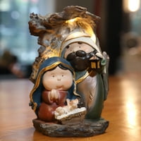 Zayton Holy Porodični statuu Nativnost Scena postavljena 9 '' sa LED rasporedom za odmoru Božićska figurica u kući