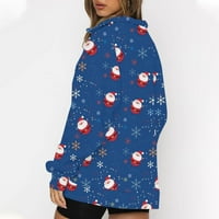 Dugme Lapel Top za žene Modni ženski božićni ležerni print rever izrez dugih rukava labav majica Bluza