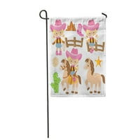Konj Slatka kaubojka Cartoon Plavuša Djevojka Little Wild West Garden Zastava Dekorativna zastava Kuća baner