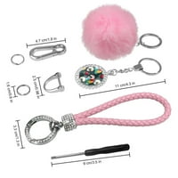 Pleteni taster set D oblik Ključ za automobile Pom Pom Carabiner Clip Skull Crystal Key FOB