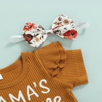 Bagilaanoe Toddler Baby Girls Outfit Sets Pismo Rucfle majica kratkih rukava + ružine suncobranske pantalone