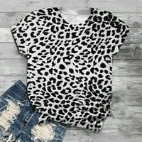 Ženska plus veličina kratkih rukava Slatka leoparda pulover Dno majica