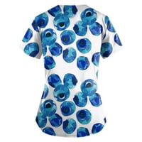 Ženski bluze Grafički printira kratki rukav Radna odjeća Žene TEE V-izrez Ljetni vrhovi plava 4xl