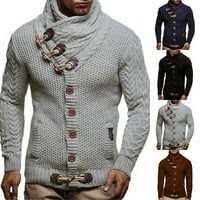 Muškarci pletena jakna Turtleneck Cardigan pulover Duksevi Ležerne kapute Crni XL