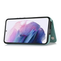 Torbica za Samsung Galaxy S22, udarni gumeni hibridni uzorak kožne držač kartice Wallet Flip Case Kickstand Poklopac za Galaxy S 5G, metvica