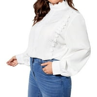 Ženske plus bluze Elegantna bluza sa čvrstim postoljem bijela 3xl